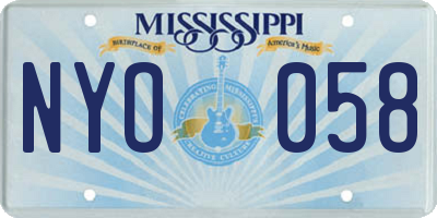 MS license plate NYO058