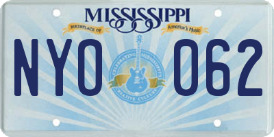 MS license plate NYO062