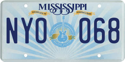 MS license plate NYO068