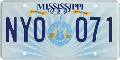 MS license plate NYO071