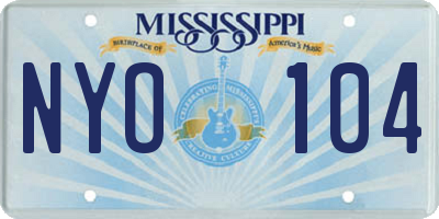 MS license plate NYO104
