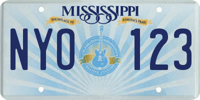 MS license plate NYO123