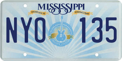 MS license plate NYO135