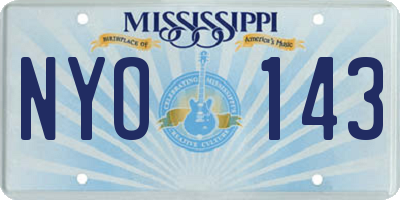 MS license plate NYO143