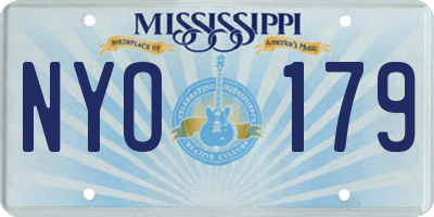 MS license plate NYO179