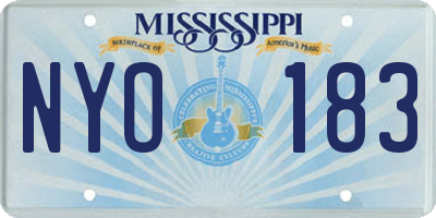 MS license plate NYO183