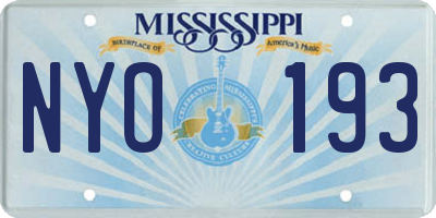 MS license plate NYO193