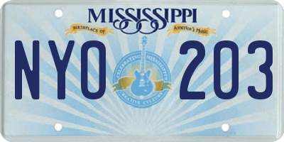 MS license plate NYO203