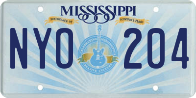 MS license plate NYO204