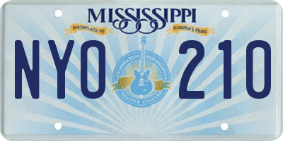 MS license plate NYO210