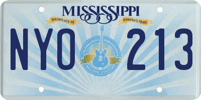 MS license plate NYO213