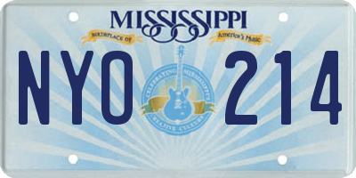 MS license plate NYO214