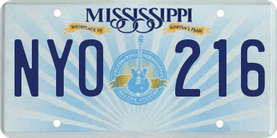 MS license plate NYO216