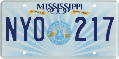 MS license plate NYO217