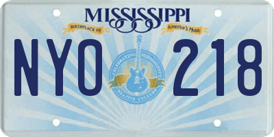 MS license plate NYO218