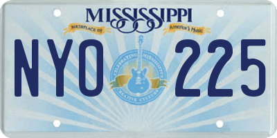 MS license plate NYO225