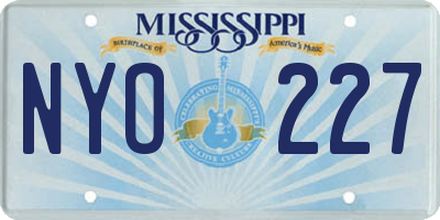 MS license plate NYO227