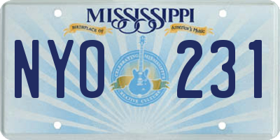 MS license plate NYO231
