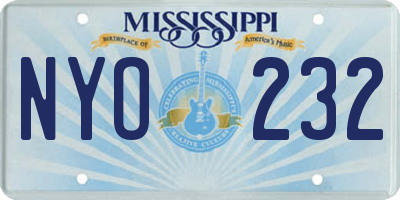 MS license plate NYO232