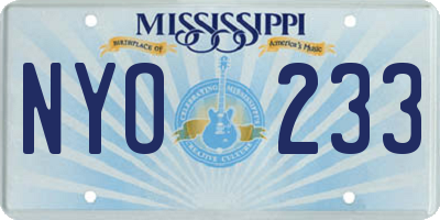 MS license plate NYO233