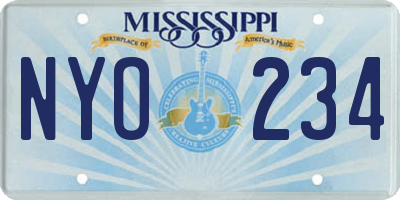 MS license plate NYO234