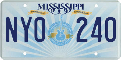 MS license plate NYO240