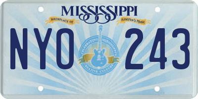MS license plate NYO243