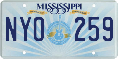 MS license plate NYO259