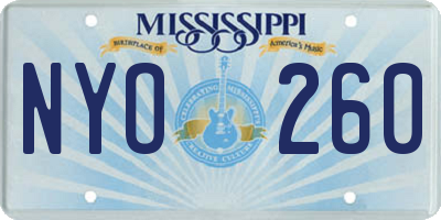 MS license plate NYO260