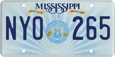 MS license plate NYO265