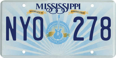 MS license plate NYO278