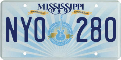 MS license plate NYO280