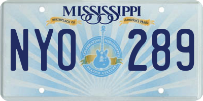 MS license plate NYO289