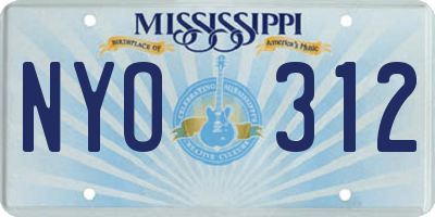 MS license plate NYO312