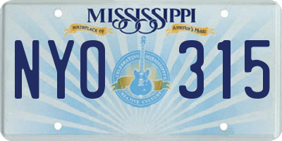 MS license plate NYO315
