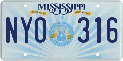 MS license plate NYO316