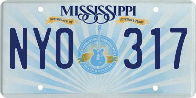 MS license plate NYO317