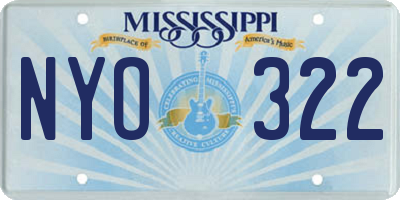 MS license plate NYO322