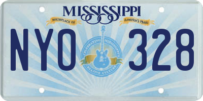 MS license plate NYO328