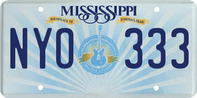 MS license plate NYO333