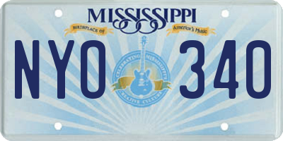 MS license plate NYO340