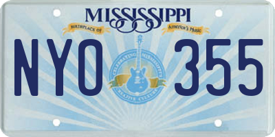 MS license plate NYO355