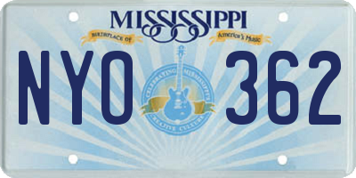 MS license plate NYO362