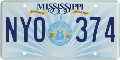MS license plate NYO374