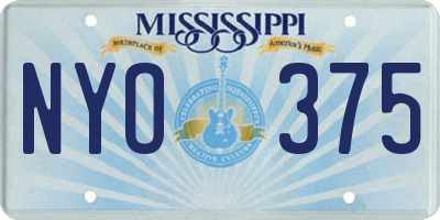 MS license plate NYO375