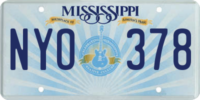 MS license plate NYO378
