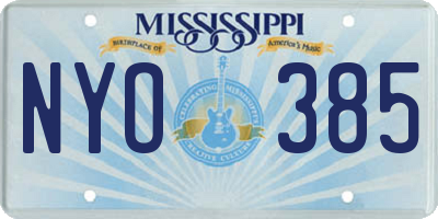 MS license plate NYO385
