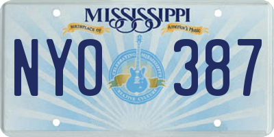 MS license plate NYO387