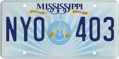 MS license plate NYO403