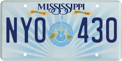 MS license plate NYO430